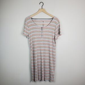 SO Gray ZIp Striped Short Sleeve Dress XXL